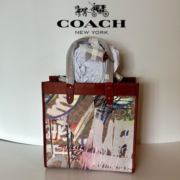 NWT Coach X Mint + Serf Field Tote Signature Canvas Leather Purse handbag - Picture 7 of 13